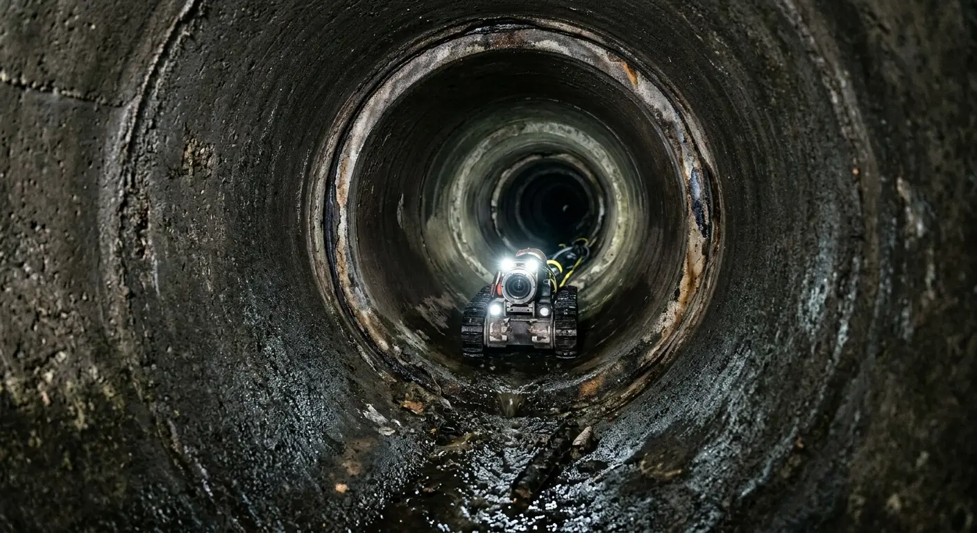 Robotic sewer camera inspecting pipe interior for Sewer Line Cleaning in Palmetto